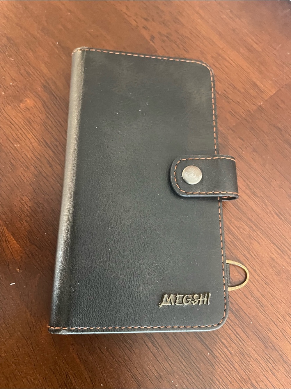 MEGSHI Black Leather Phone Wallet Case